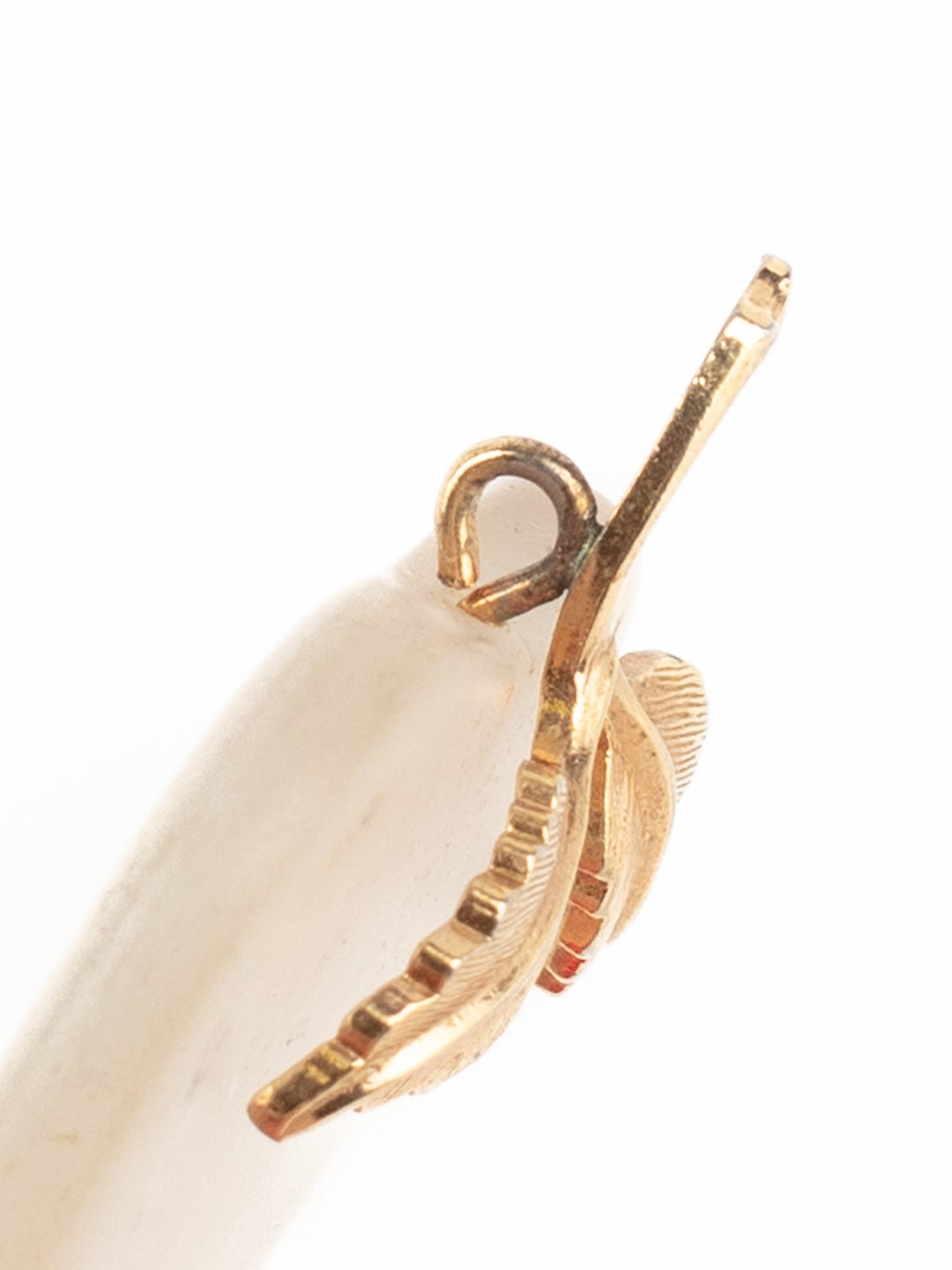 Vintage 60s Frosted Glass Apple Pendant with Gold-Tone Leaf Detail