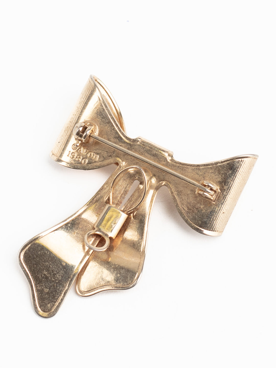 Vintage 80s Avon Gold-Tone Bow Brooch – Large Textured Ribbon Pin