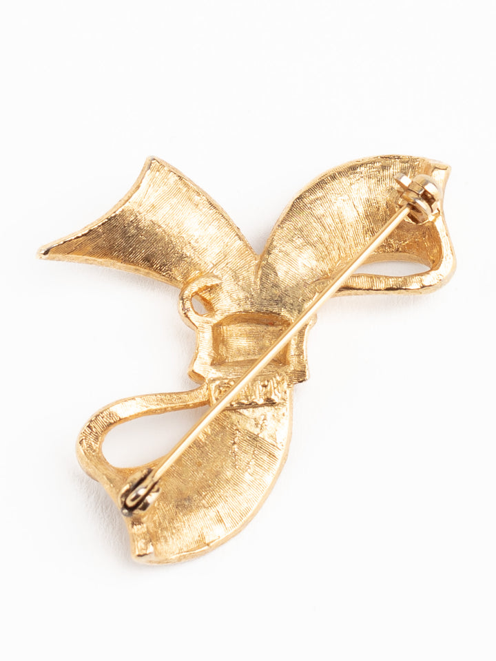 Vintage 60s CMI Gold-Tone Bow Brooch – Sculptural Ribbon Pin