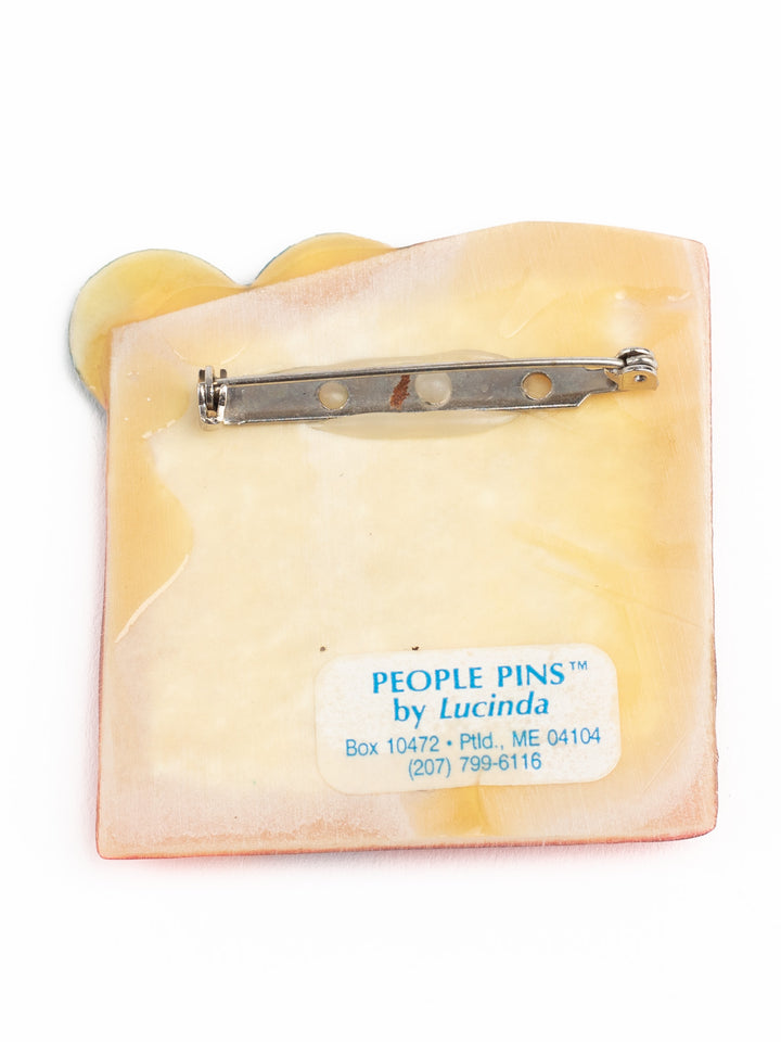 Vintage 90s Lucinda People Pins Brooch – Handmade Resin Family Heart Pin