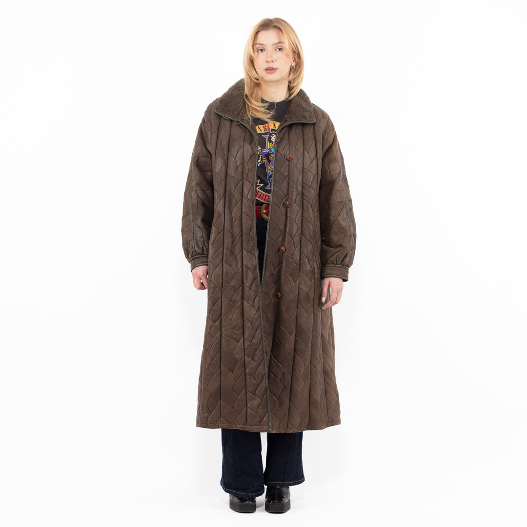 Vintage 90's Women Sheepskin Coat in BrownA1074