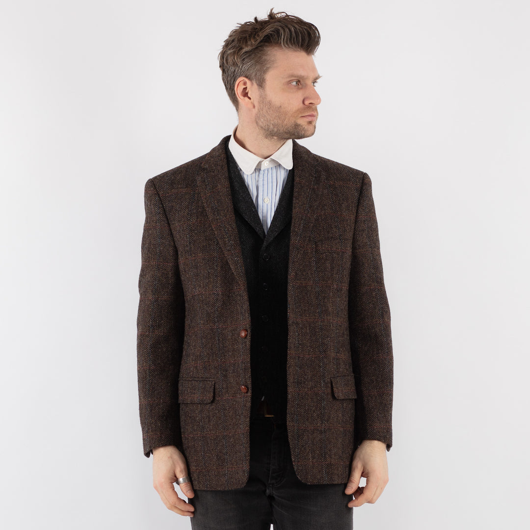 Vintage 90's Men Harris Tweed Jacket in Brown