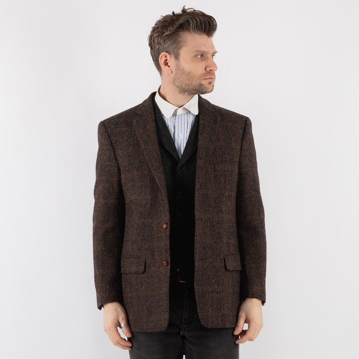 Vintage 90's Men Harris Tweed Jacket in Brown