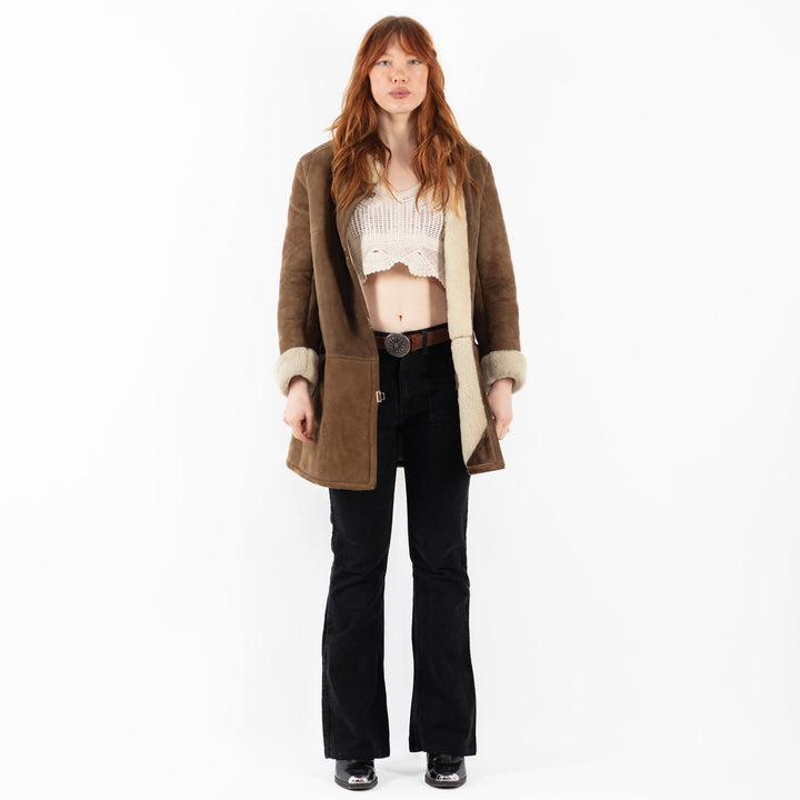 Vintage 70's Women Sheepskin Coat in BrownV9741
