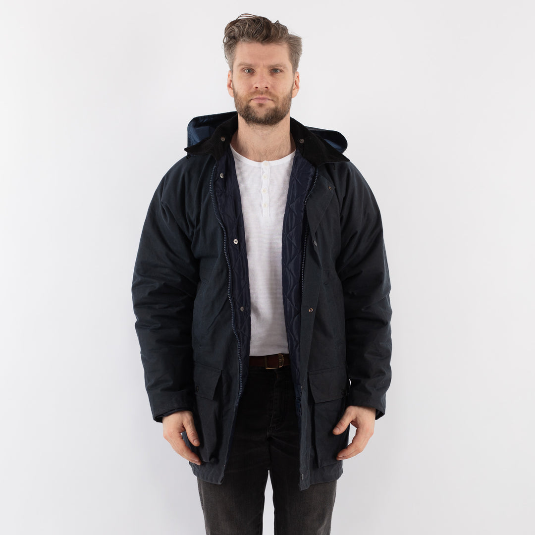 Vintage 90's Men Waxed Cotton Jacket in BlueZ918