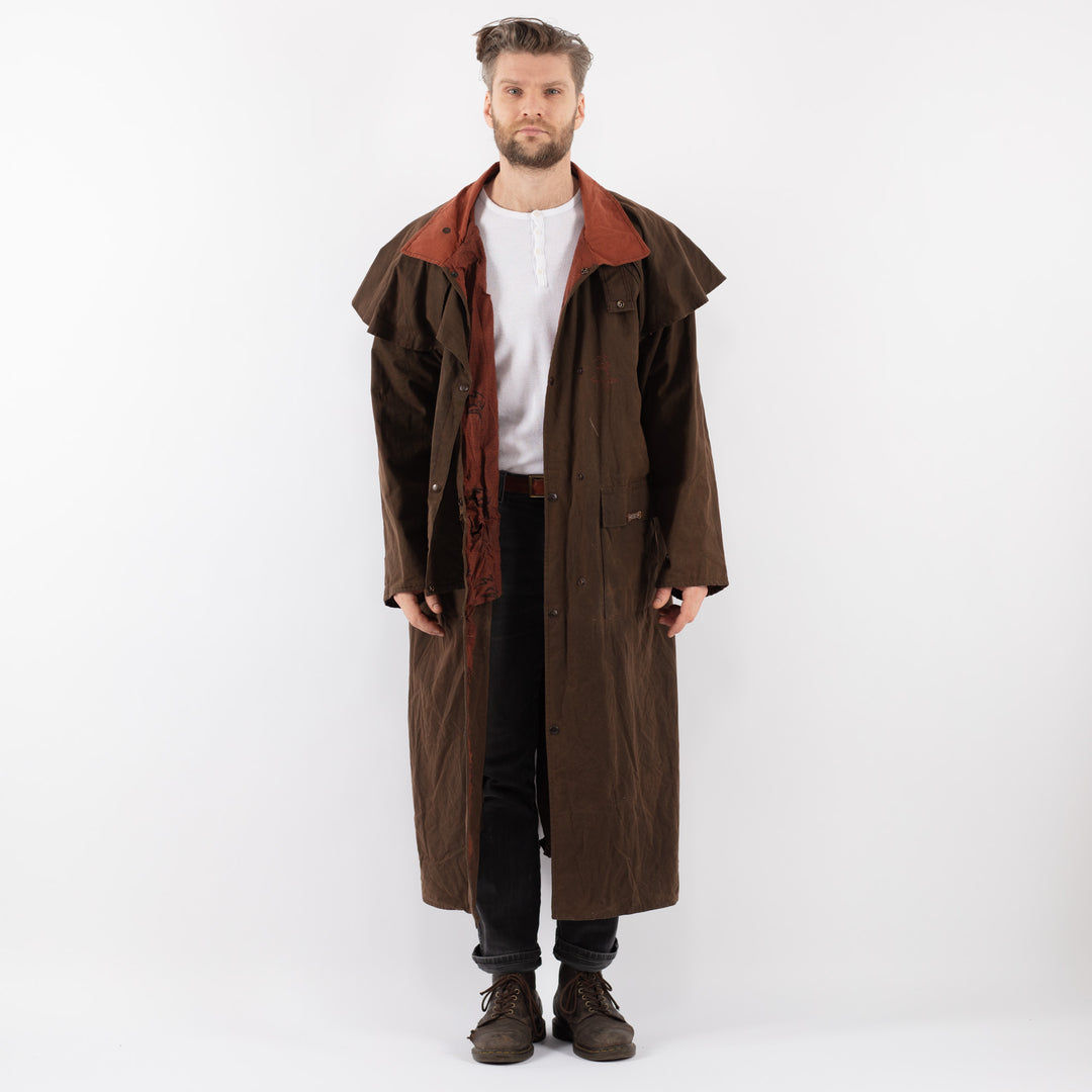 Vintage 00's Men Waxed Canvas Coat in BrownZ882