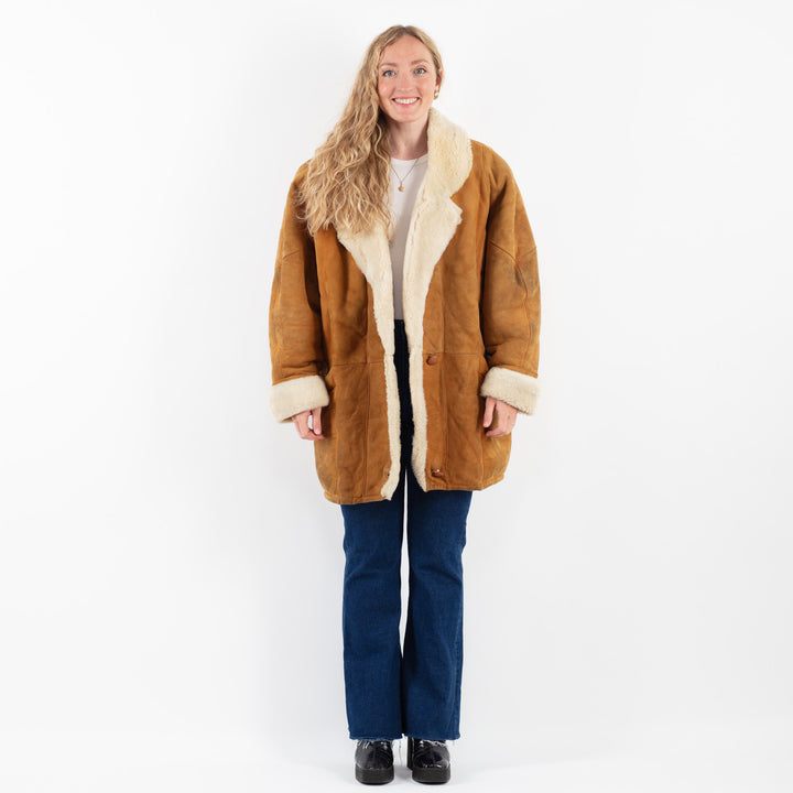 Vintage 80's Women Sheepskin Coat in BrownV9843