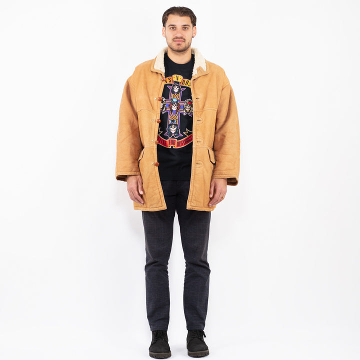 Vintage 80's Men Sheepskin Coat in BeigeZ2349