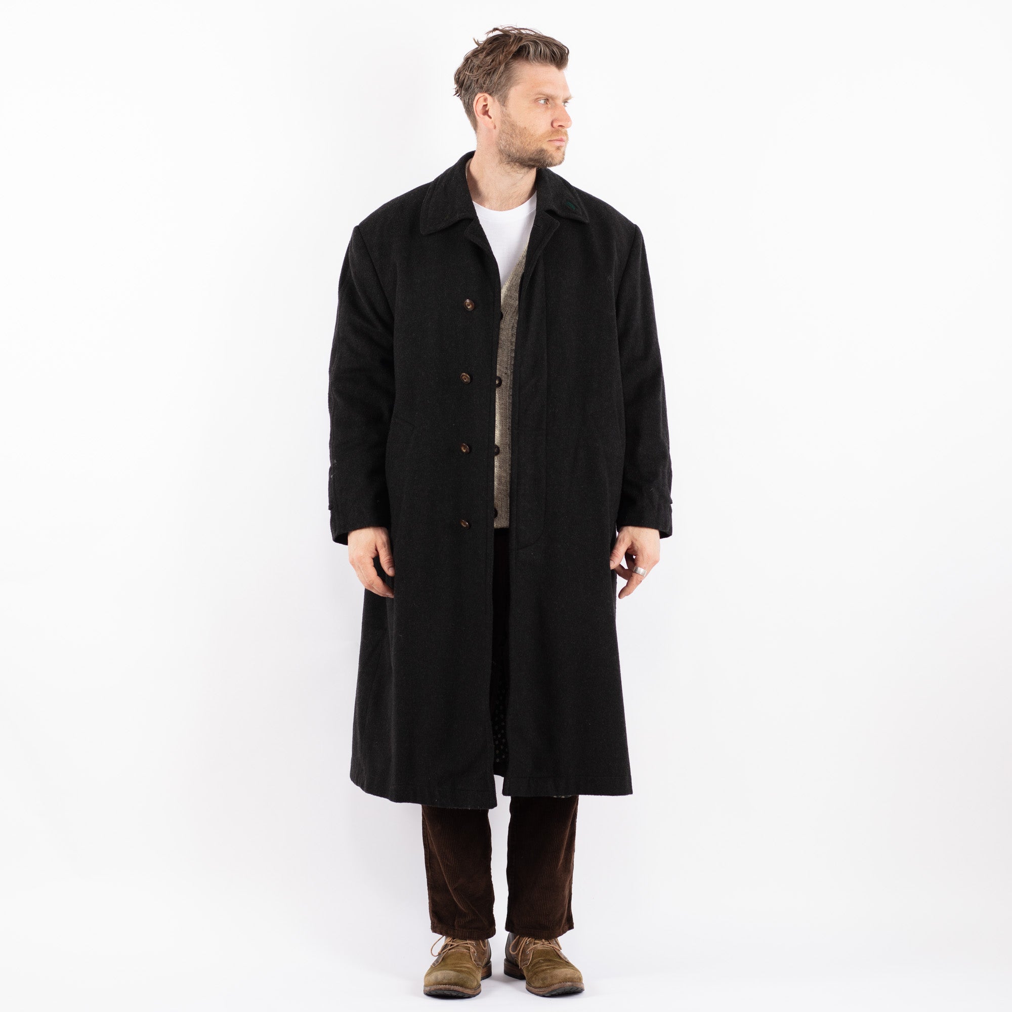Online Vintage Store | Vintage 90's Men Wool Coat in Gray