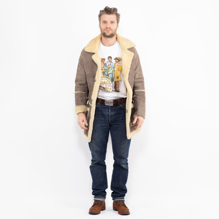 Vintage 70's Men Sheepskin Coat in GrayZ2640