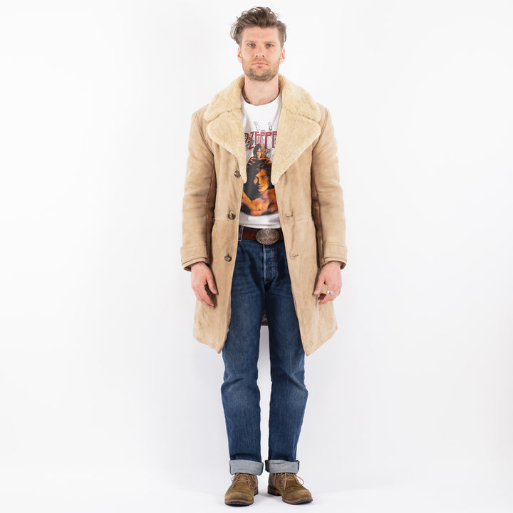 Vintage 70's Men Sheepskin Coat in BeigeZ1507
