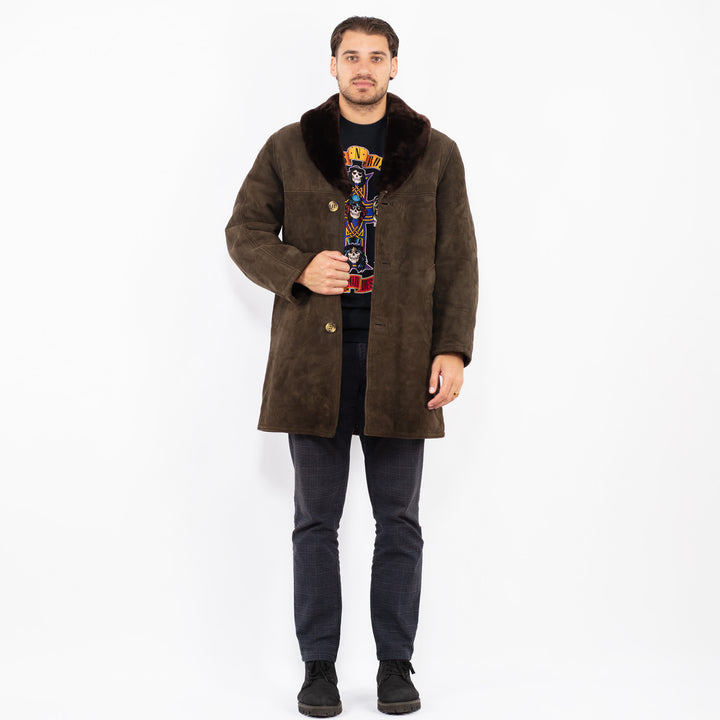Vintage 70's Men Suede Sherpa Coat in BrownZ2350