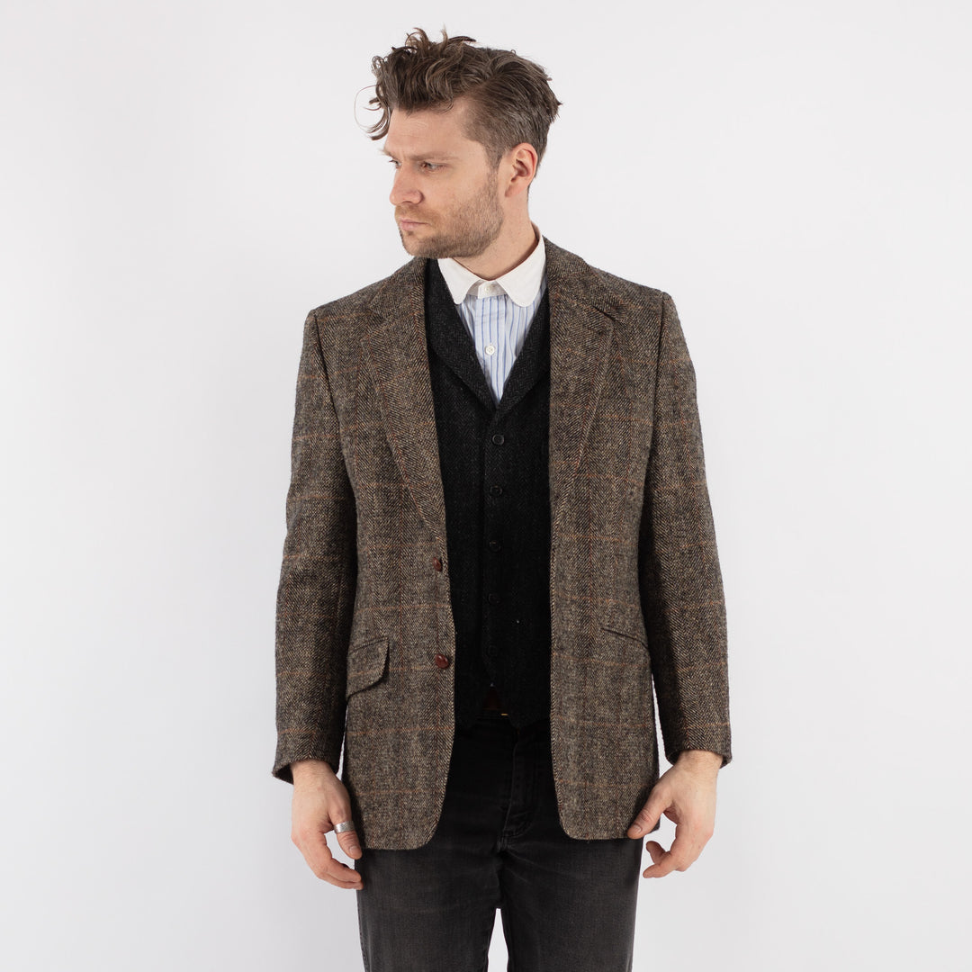 Vintage 90's Men Harris Tweed Jacket in Beige - NorthernGrip