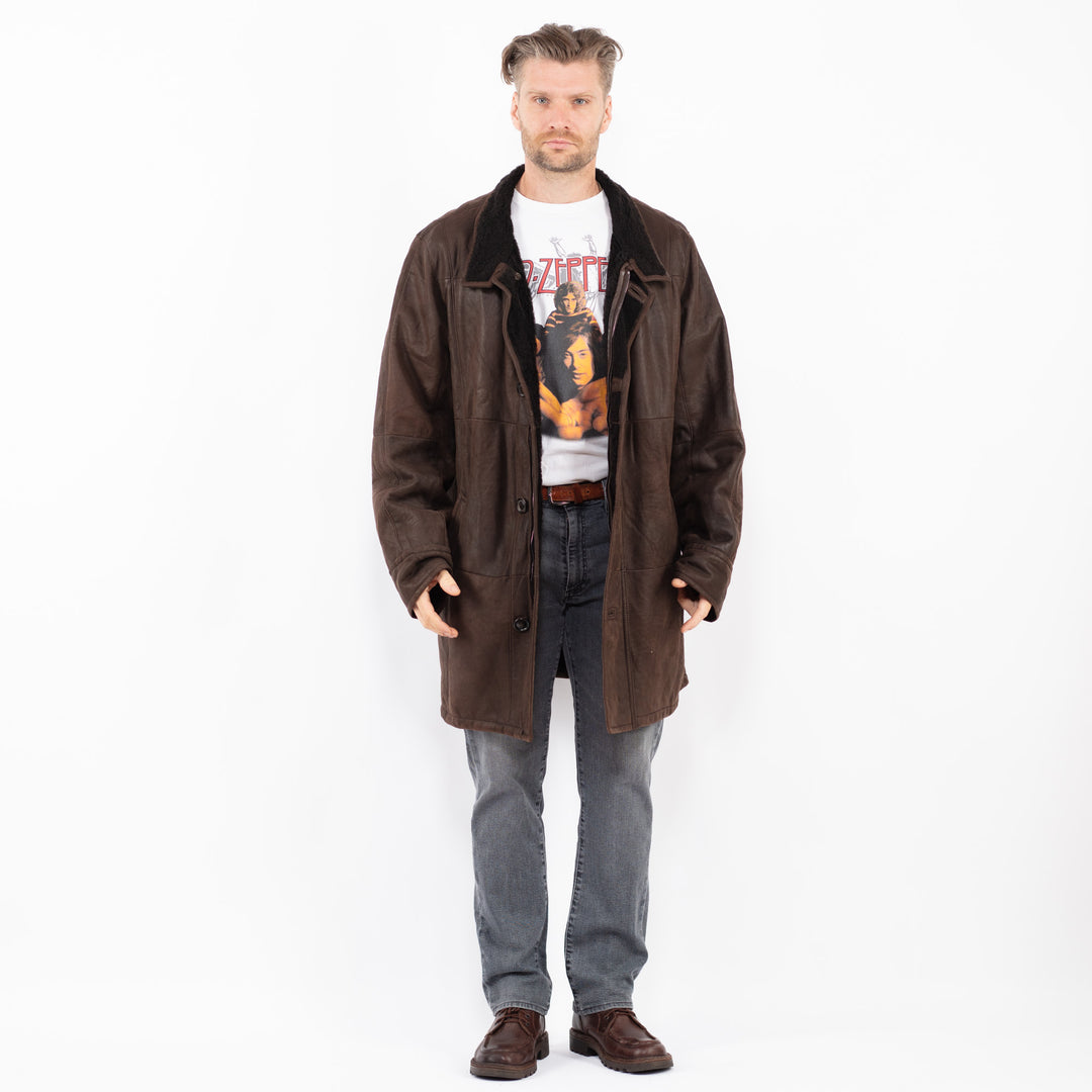 Vintage 00's Men Sheepskin Coat in BrownZ2034
