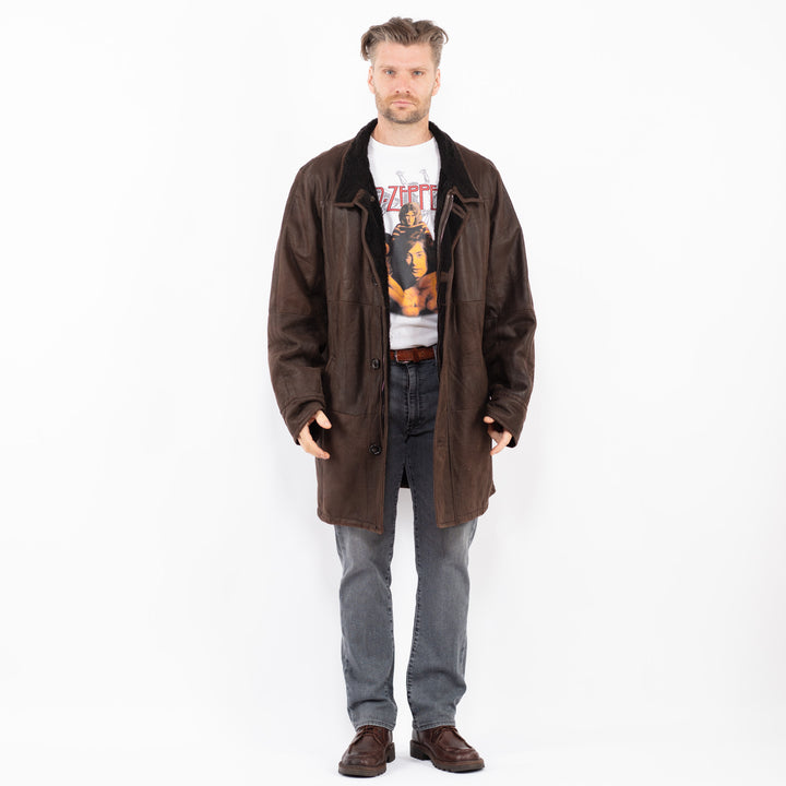 Vintage 00's Men Sheepskin Coat in BrownZ2034