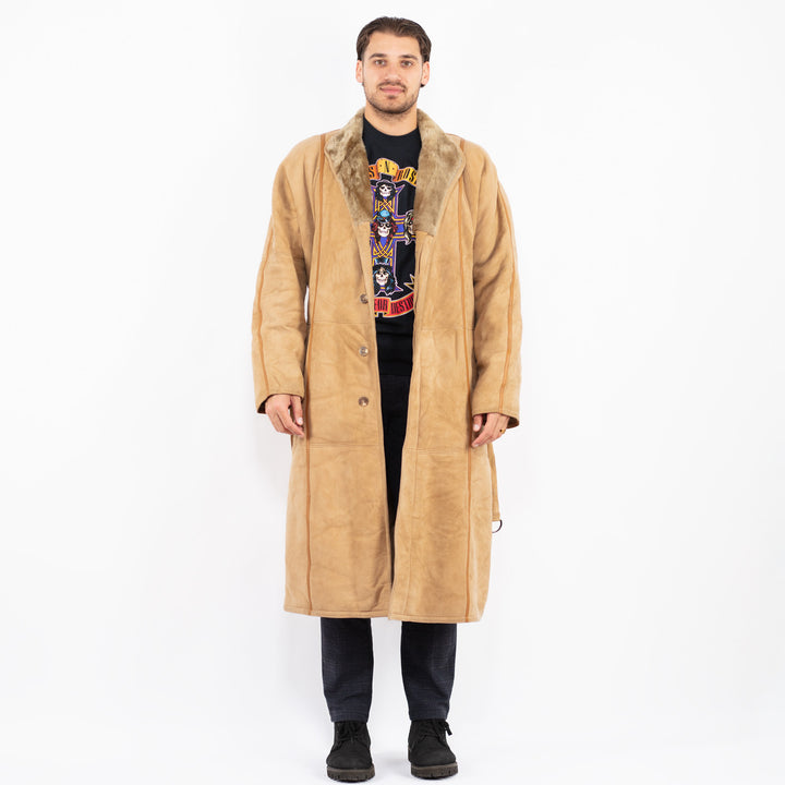Vintage 80's Men Sheepskin Coat in BeigeZ2351