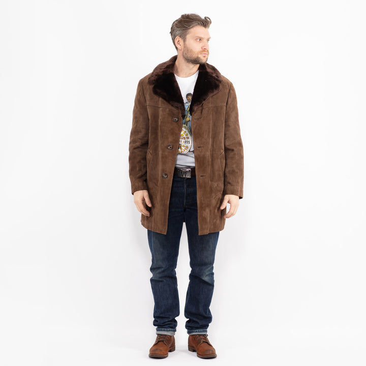 Vintage 70's Men Suede Sherpa Coat in BrownZ2642