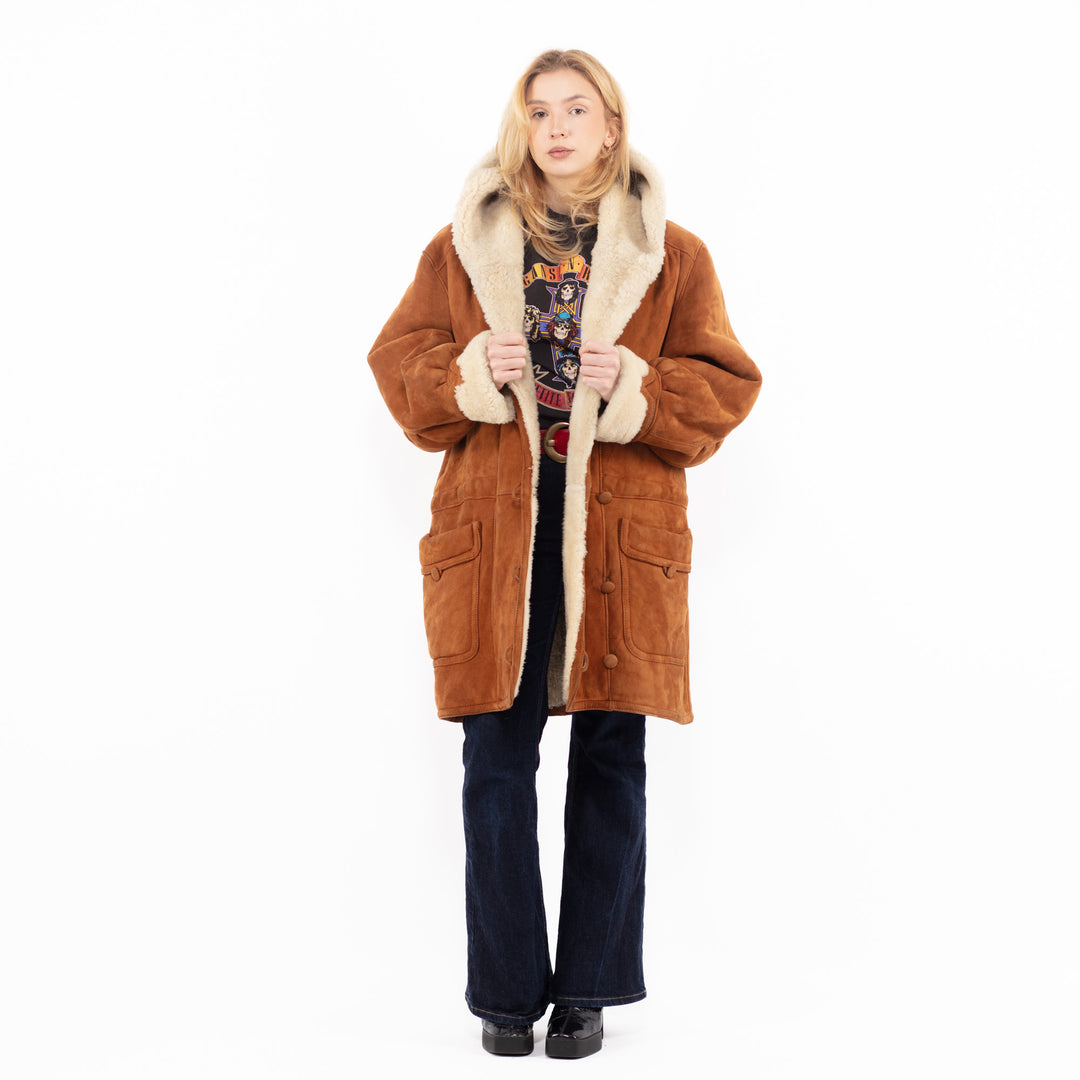 Vintage 90's Women Sheepskin Coat in BrownA1078