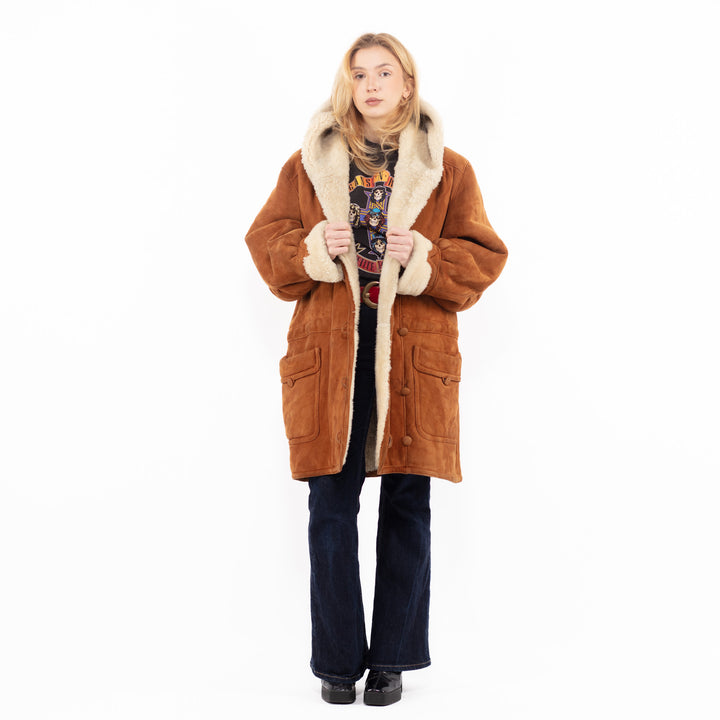 Vintage 90's Women Sheepskin Coat in BrownA1078