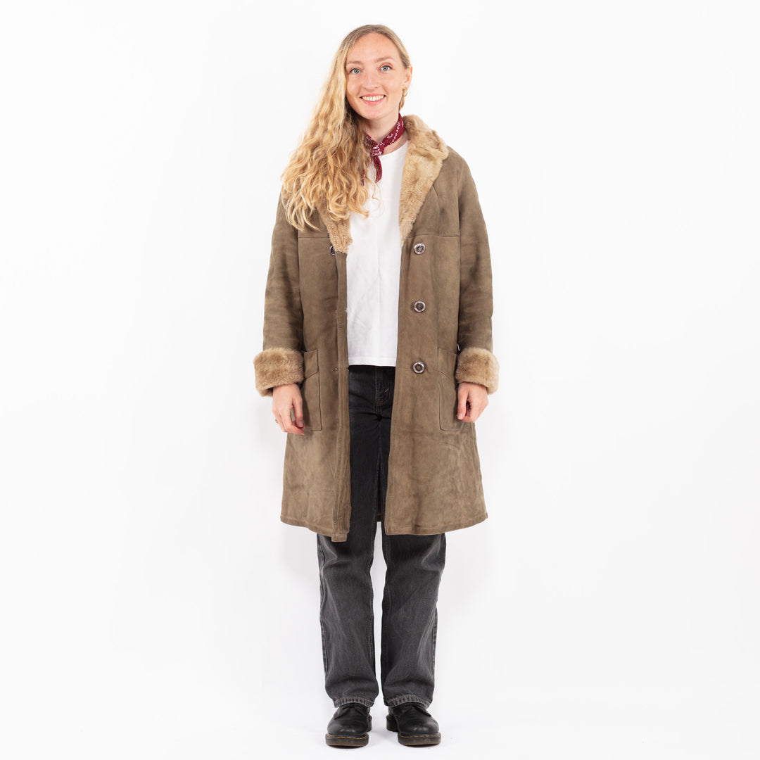 Vintage 70's Women Sheepskin Coat in BeigeA0591