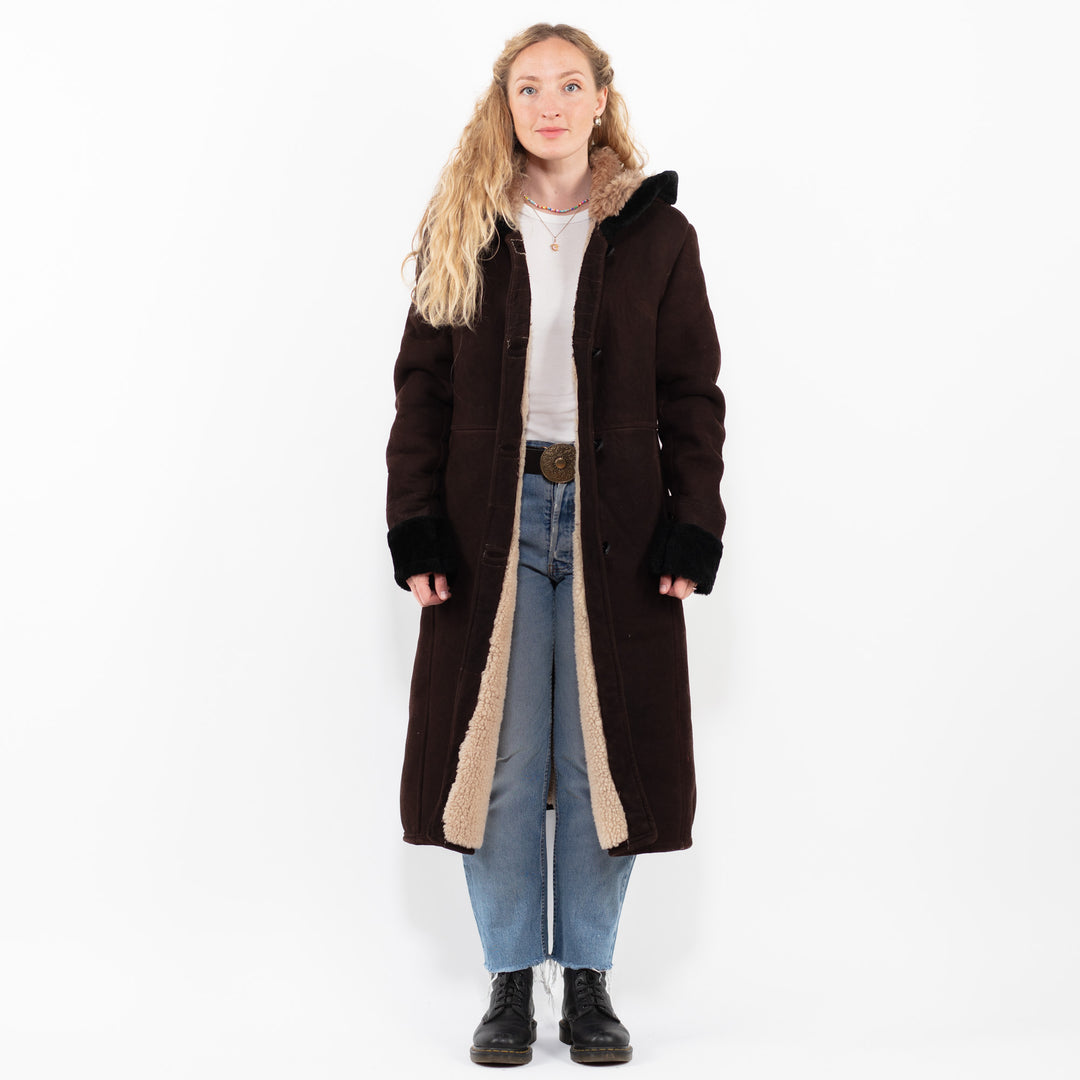Vintage 80's Women Sheepskin Coat in BrownA0245