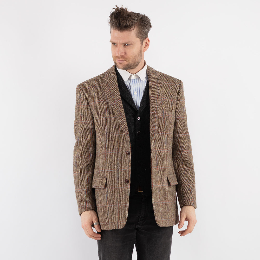 Vintage 90's Men Harris Tweed Jacket in Beige