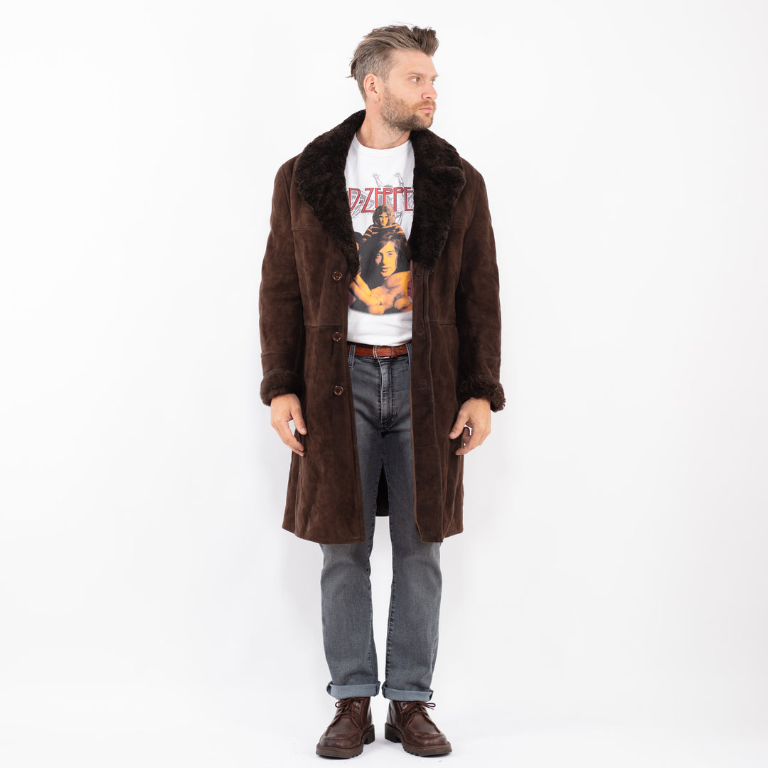 Vintage 70's Men Sheepskin Coat in BrownZ2262