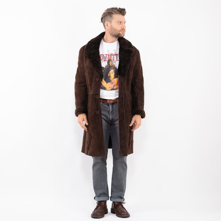 Vintage 70's Men Sheepskin Coat in BrownZ2262