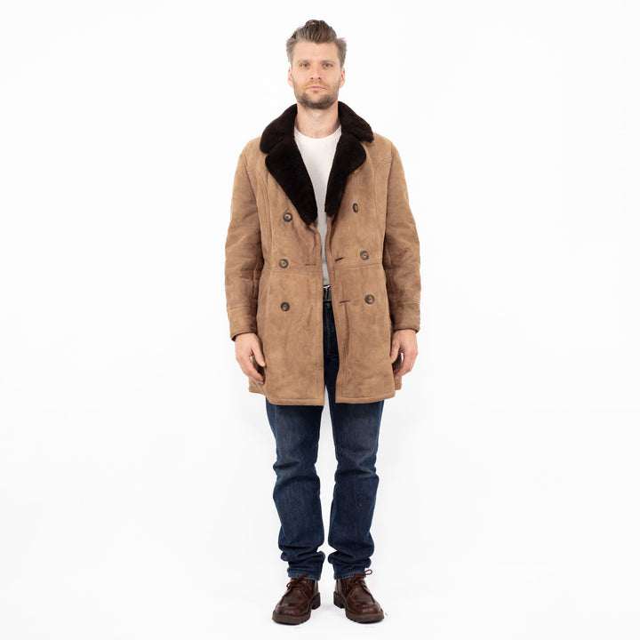 Vintage 70's Men Sheepskin Coat in BeigeZ2543