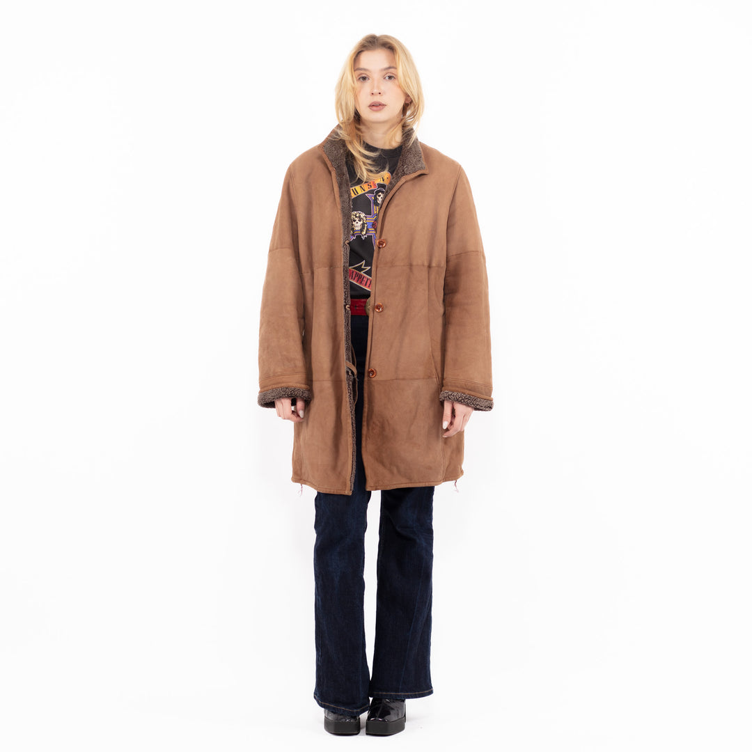 Vintage 90's Women Sheepskin Coat in BrownA1080