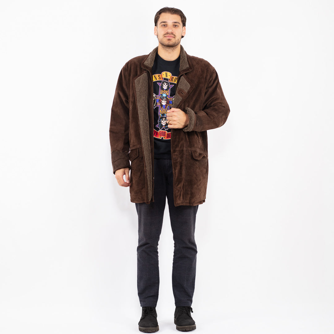 Vintage 90's Men Suede Sherpa Coat in BrownZ2354