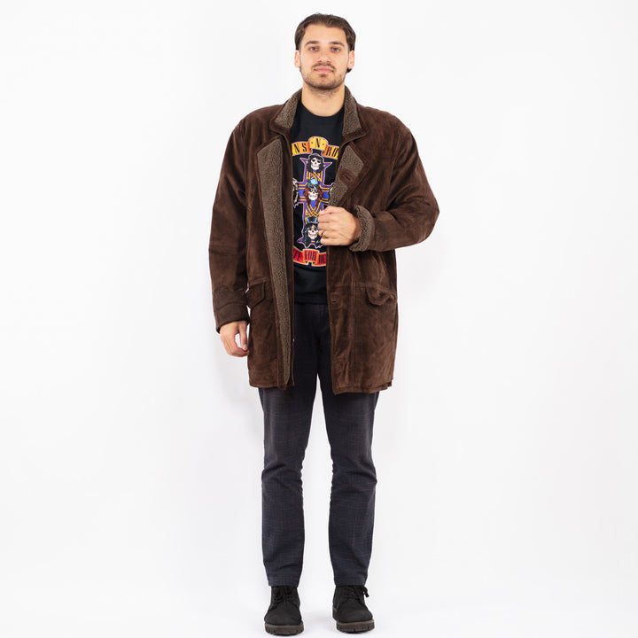 Vintage 90's Men Suede Sherpa Coat in BrownZ2354