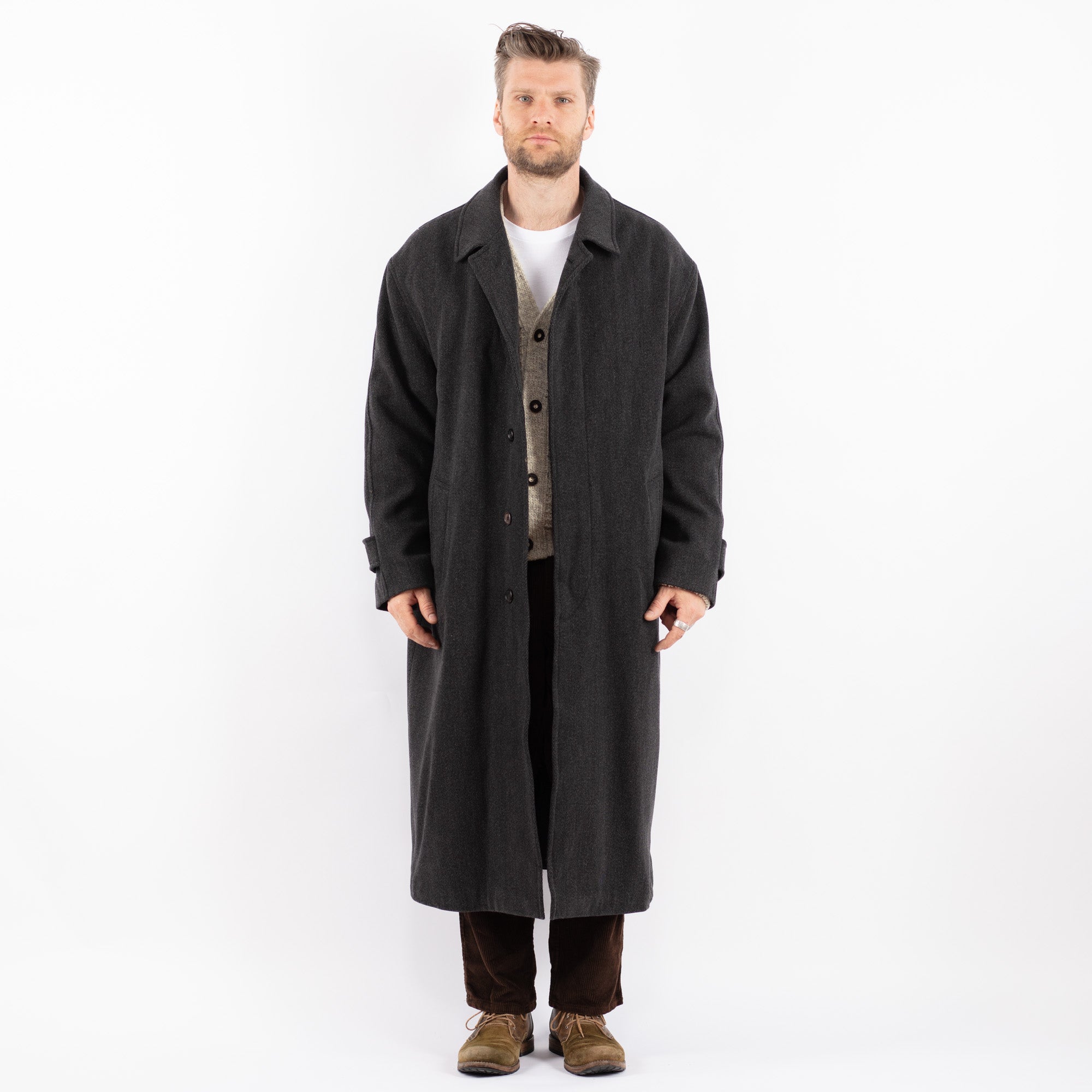 Online Vintage Store | Vintage 90's Men Wool Blend Coat in Gray