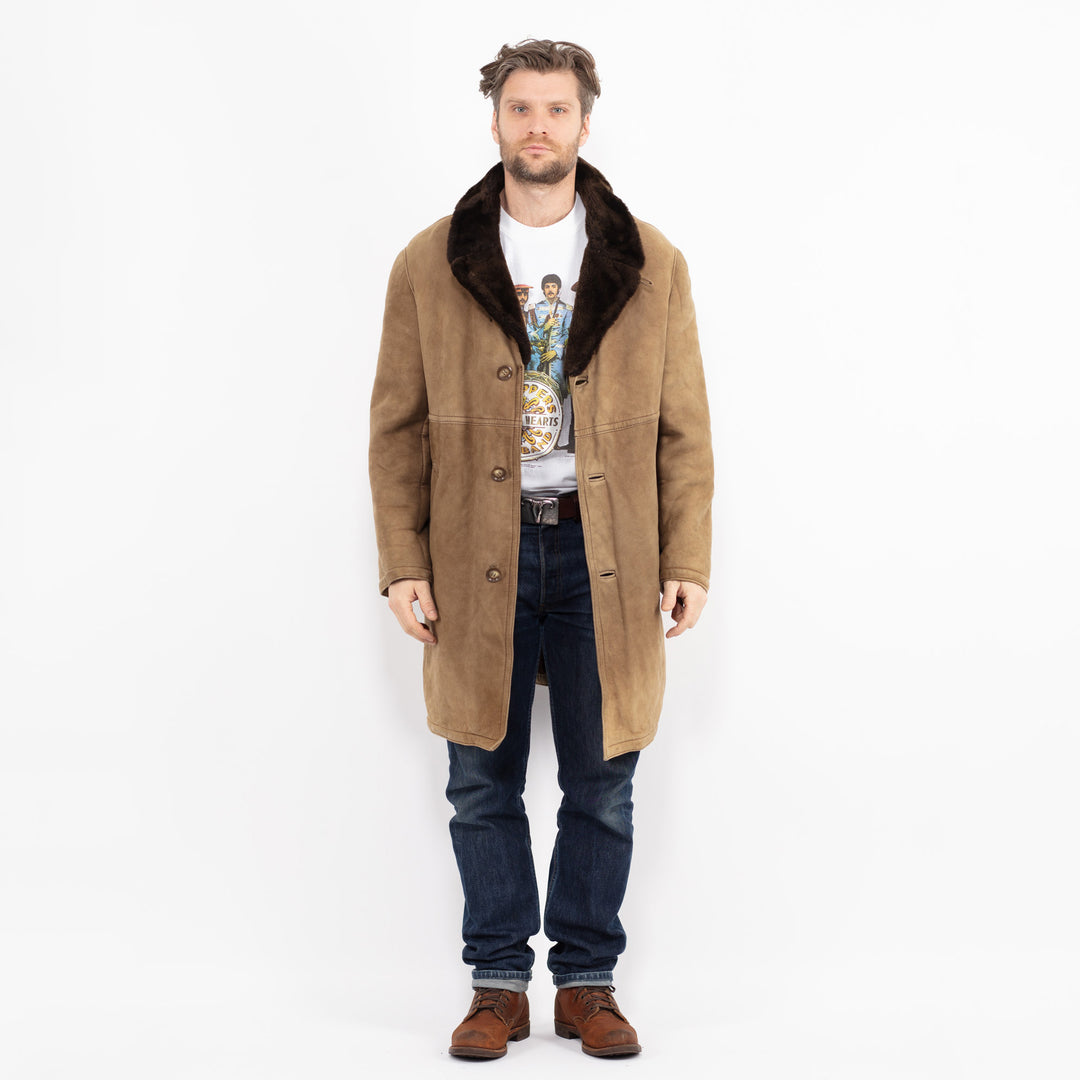 Vintage 70's Men Sheepskin Coat in BeigeZ2645