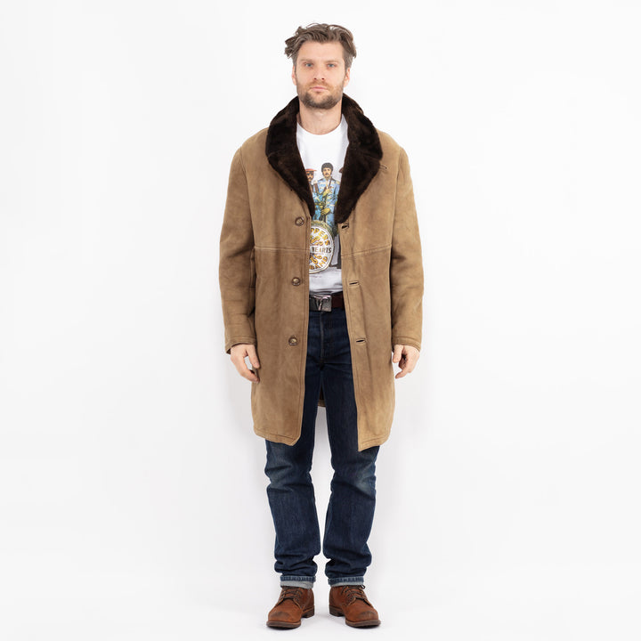 Vintage 70's Men Sheepskin Coat in BeigeZ2645
