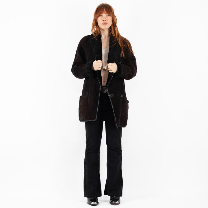 Vintage 90's Women Sheepskin Coat in BrownV9746