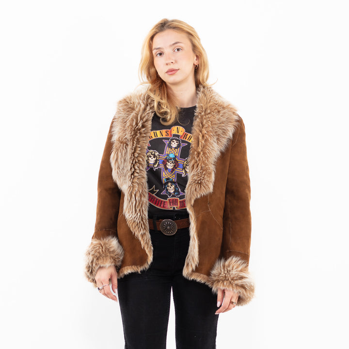 Vintage 90's Women Sheepskin Jacket in BrownA0143