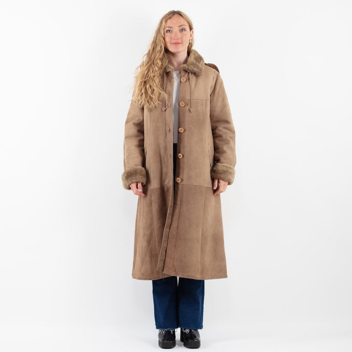 Vintage 70's Women Sheepskin Coat in BeigeV9849