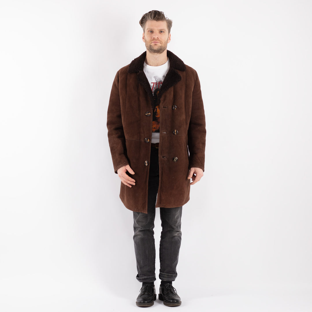 Vintage 70's Men Sheepskin Coat in BrownZ419