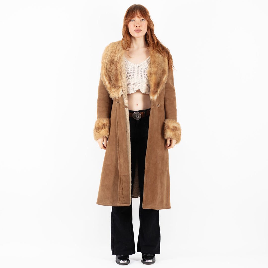 Vintage 70's Women Sheepskin Coat in BeigeV9747