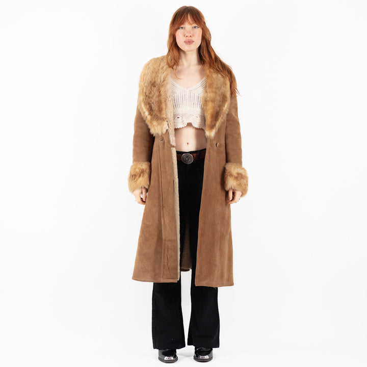Vintage 70's Women Sheepskin Coat in BeigeV9747