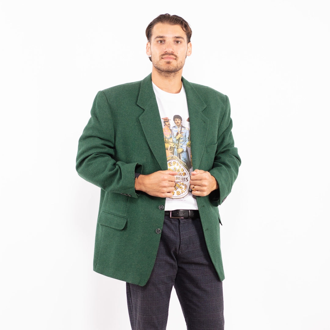 Vintage 90's Men Wool Blend Blazer Jacket in GreenZ2158