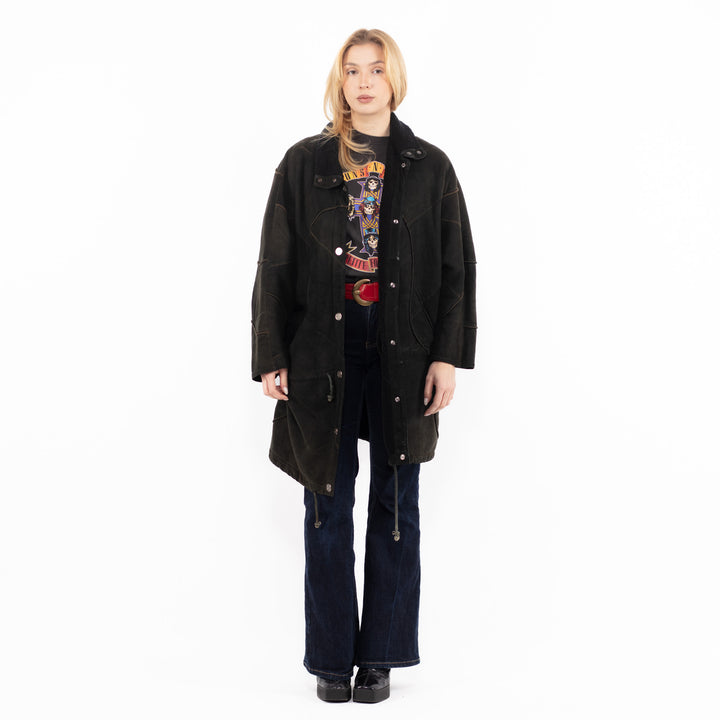 Vintage 90's Women Sheepskin Coat in BlackA1082