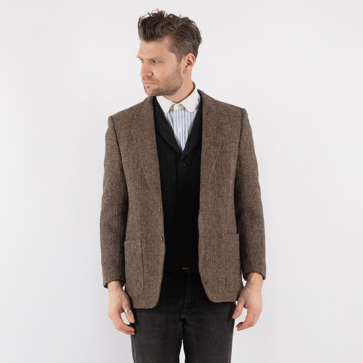Vintage 80's Men Harris Tweed Jacket in Beige - NorthernGrip