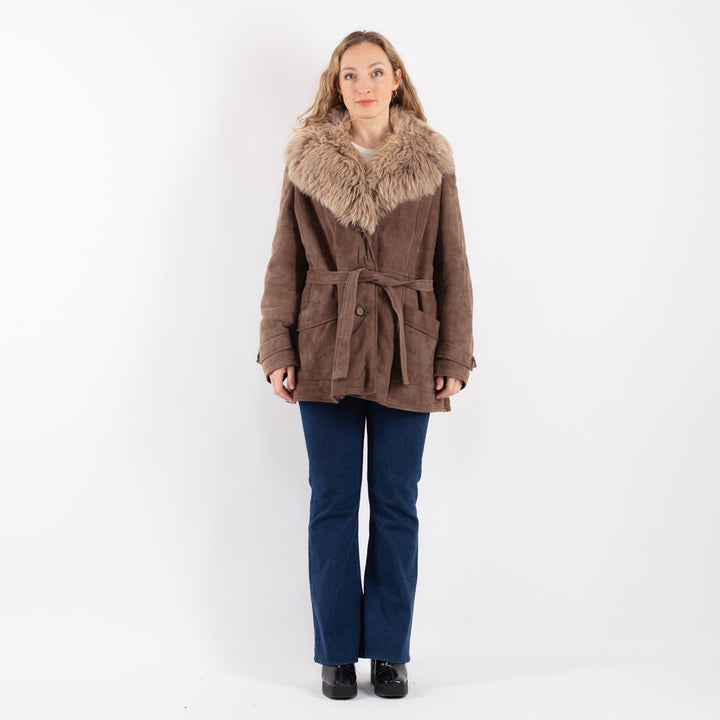 Vintage 70's Women Sheepskin Coat in BeigeV9136