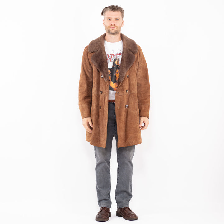 Vintage 70's Men Suede Sherpa Coat in BrownZ2040