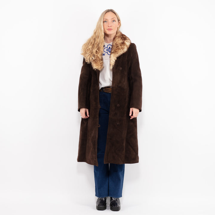 Vintage 70's Women Sheepskin Coat in BrownA0981