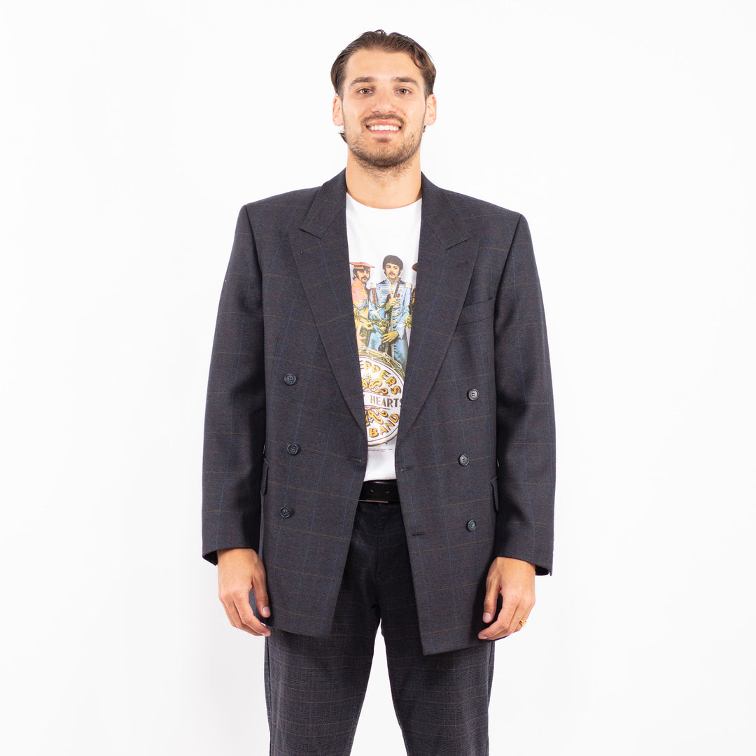 Vintage 90's Men Wool Blazer Jacket in BlueZ2159