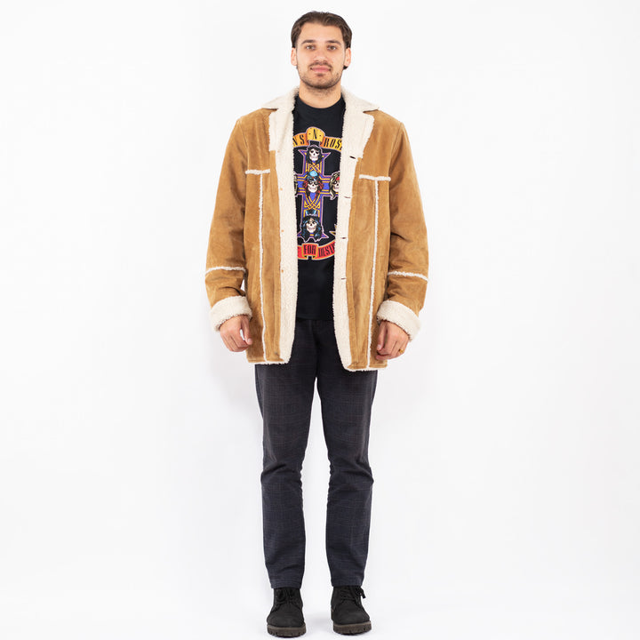 Vintage 90's Men Suede Sherpa Coat in BeigeZ2357