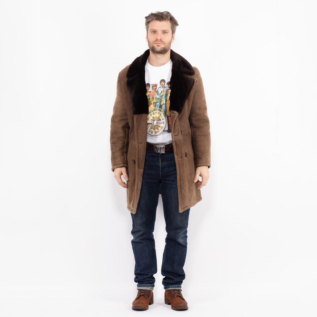 Vintage 70's Men Sheepskin Coat in BrownZ2648